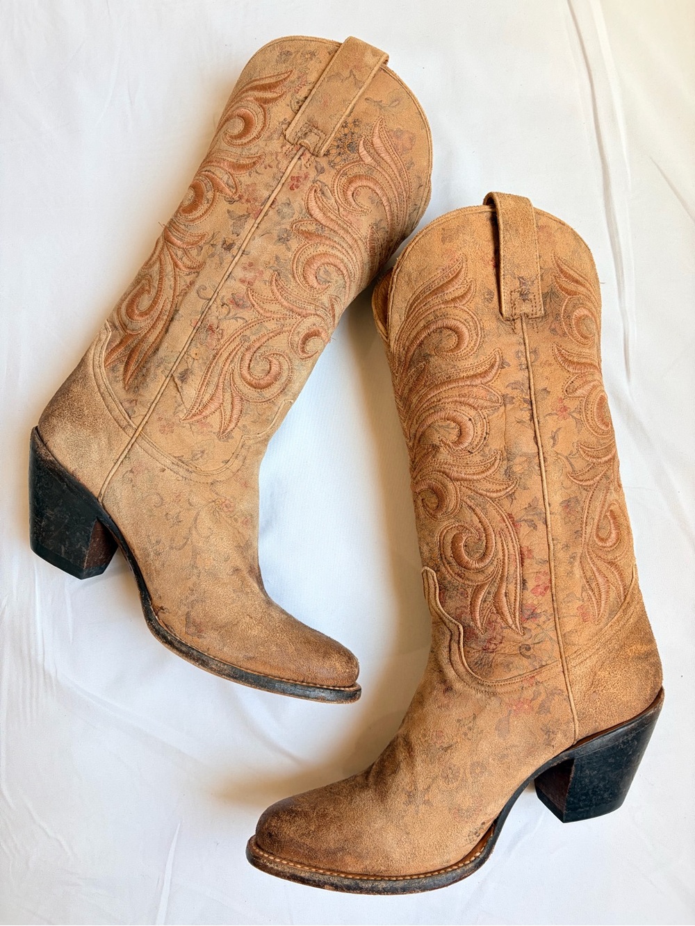 Lucchess 1883 Laurelie Women’s Western Boots 10B Brown Tan Floral Embroidered